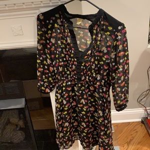 Fall leaves dress. Stretch waist. Sheer outer layer and black dress under.